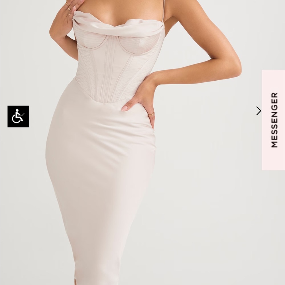 House of CB Myrna Crystal Satin Corset Midi Dress Size XS